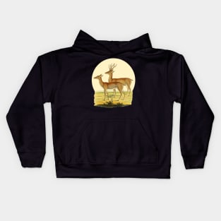 A Pair of Deer Nature Illustration Kids Hoodie